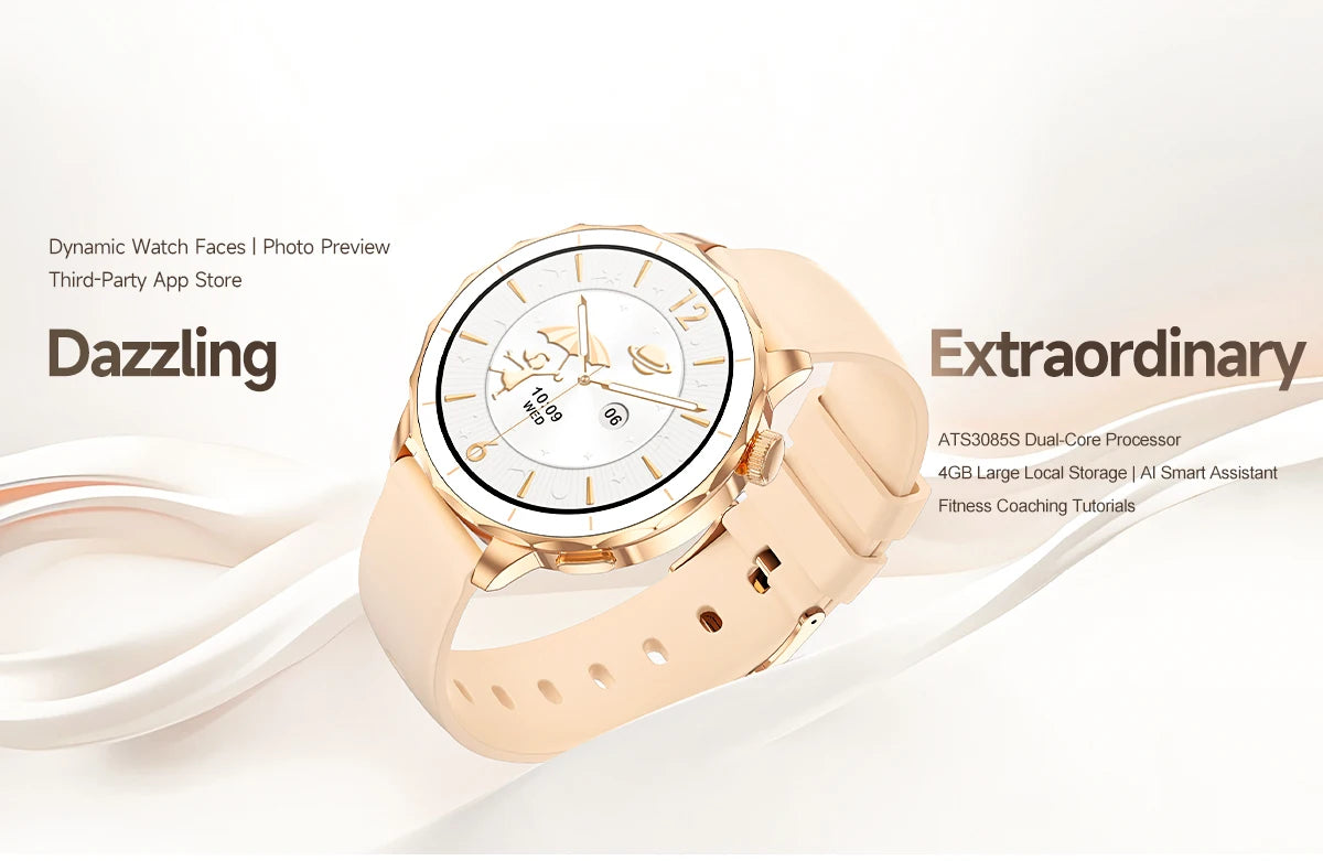 Smart Watch Women Hebrew 4GB/ROM Memory Bluetooth Network Sharing Whatsapp Messgae Reply Map Navigation Amoled Screen Smartwatch