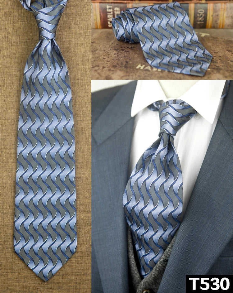 復古領帶，10厘米，100%真絲，抽象圖案