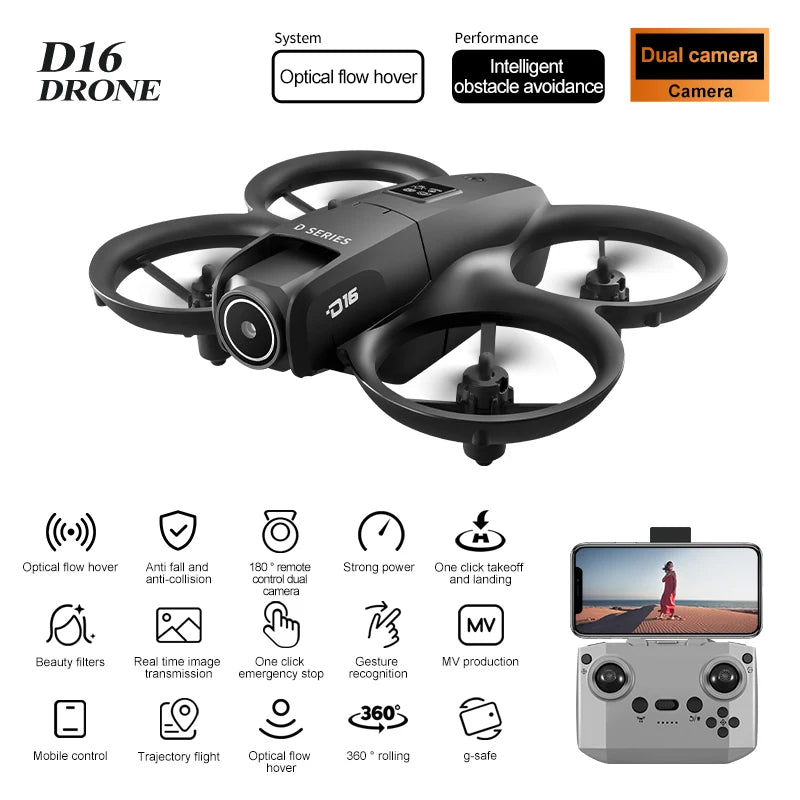 FlyCam Xiaomi D16 8K - Mini Drone Avoiding Obstacles