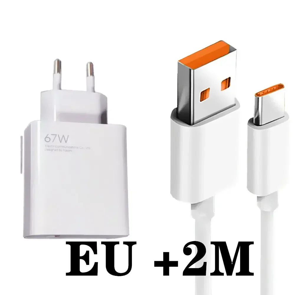 67W charger Xiaomi EU Redmi Note 11 pro Fast charge 1M 1.5M 2M 6A Type C cable 65W 55W 33W For Redmi note 11 9 10 pro mi 11 Pro