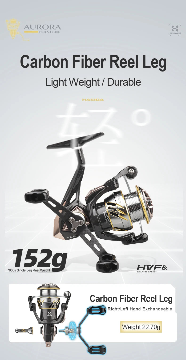 Aurora Long Range Fishing Reel 5.2:1 Drag 4.5kg Carbon 7+1 BB