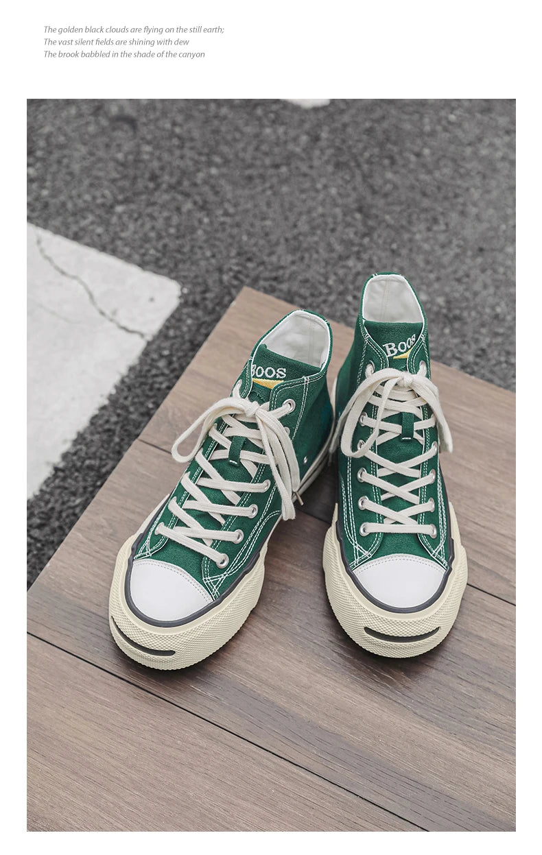 Giày Sneaker Nam Cổ Cao Phong Cách Đường Phố Xanh