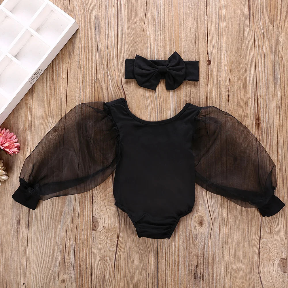 Cute Baby Girl Long Sleeve Bodysuit &amp; Headband