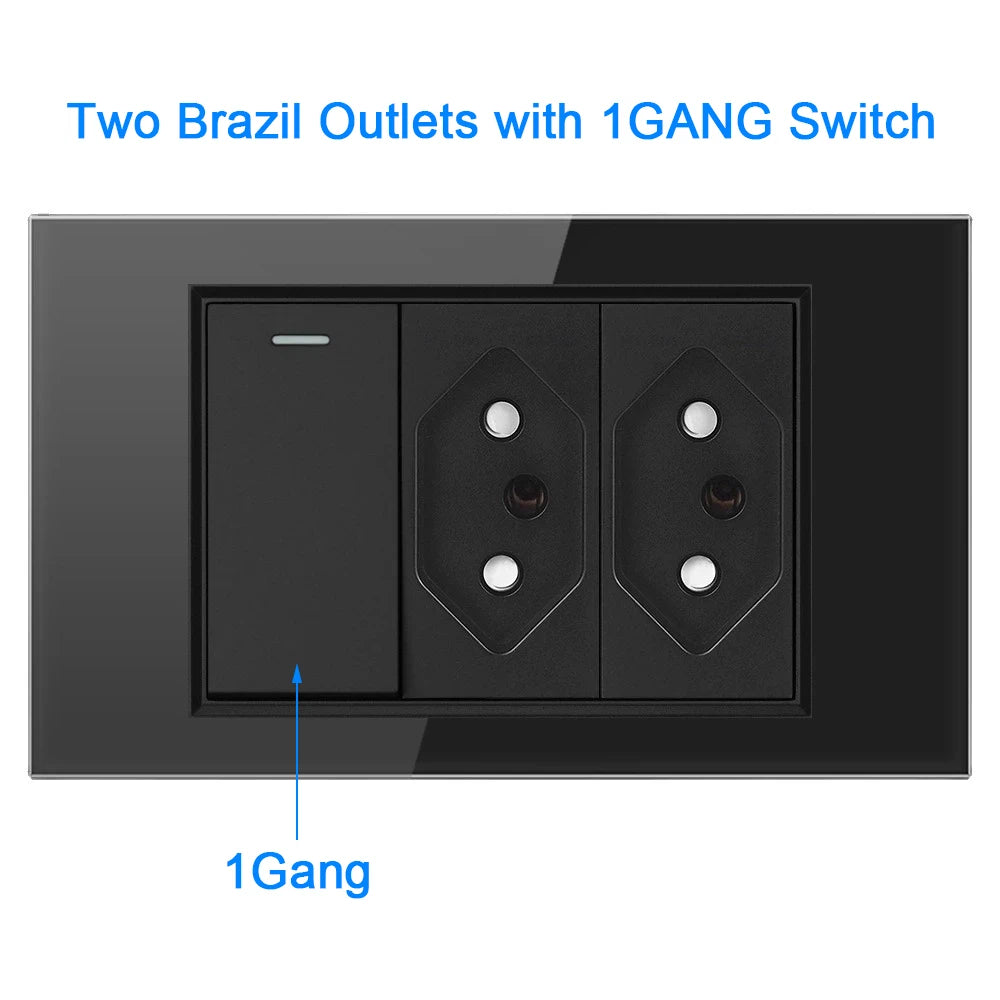 Ổ Cắm Điện Kèm Cổng USB Kính Cường Lực Brazil 118