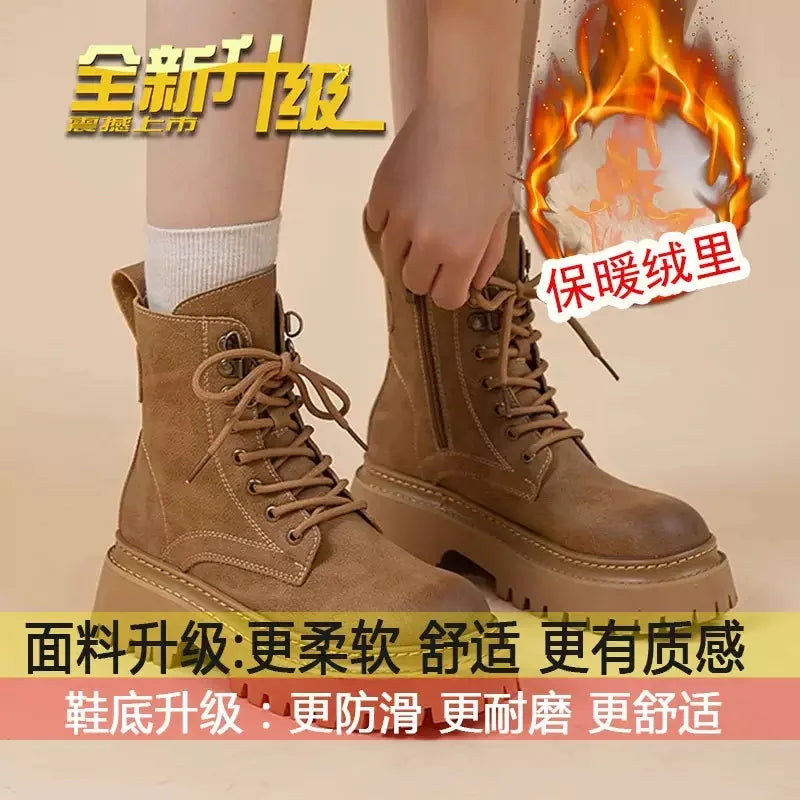 Women's Retro Genuine Leather Shoes - Stylish Rivet Short Boots