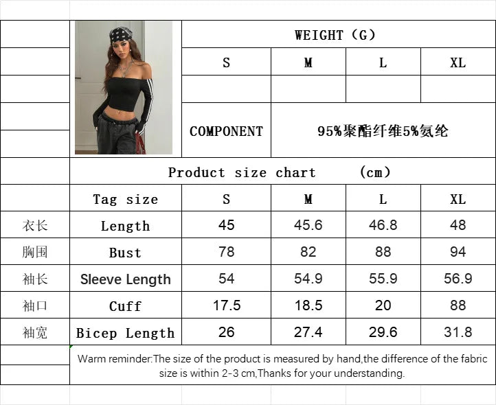 Women's Sexy Off-Shoulder Y2K Bodycon T-Shirt Fall Winter 2025