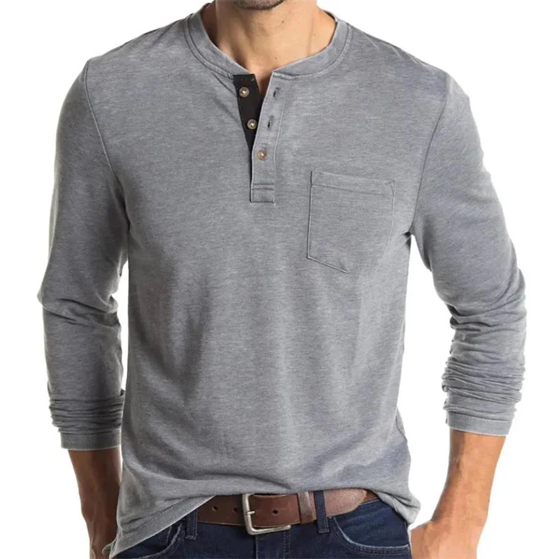 Men's Fashionable Elastic Round Neck Long Sleeve T-Shirt