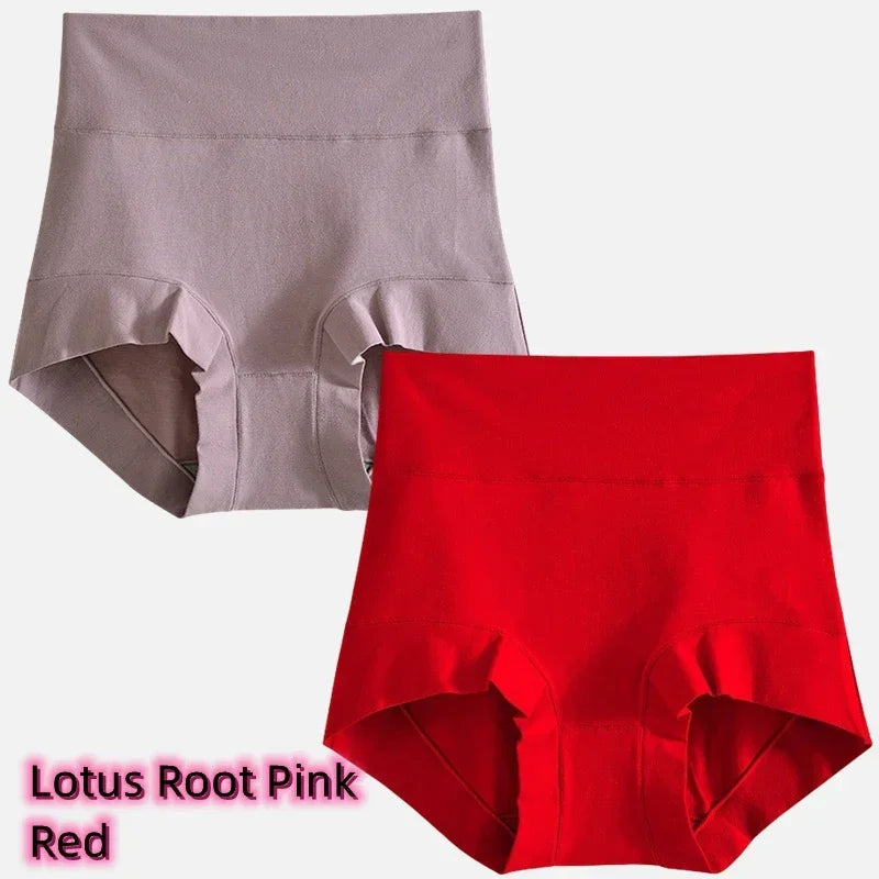 Women's cotton high-waisted, stretchy, belly-hugging panties, 2 pieces