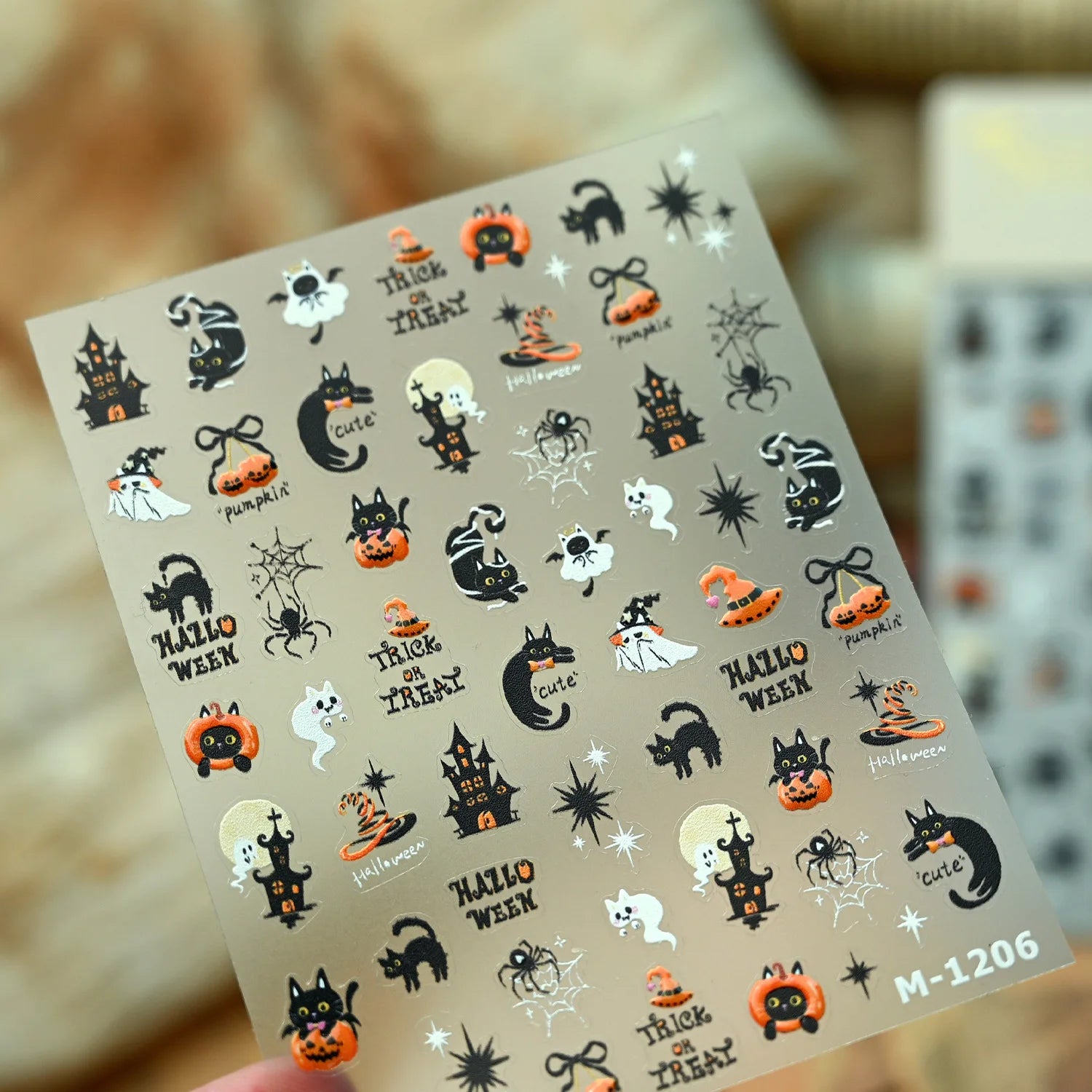 Nail Dán Halloween 5D Punk Bạc Thỏ Thiên Thần Xương - Daisan Mart