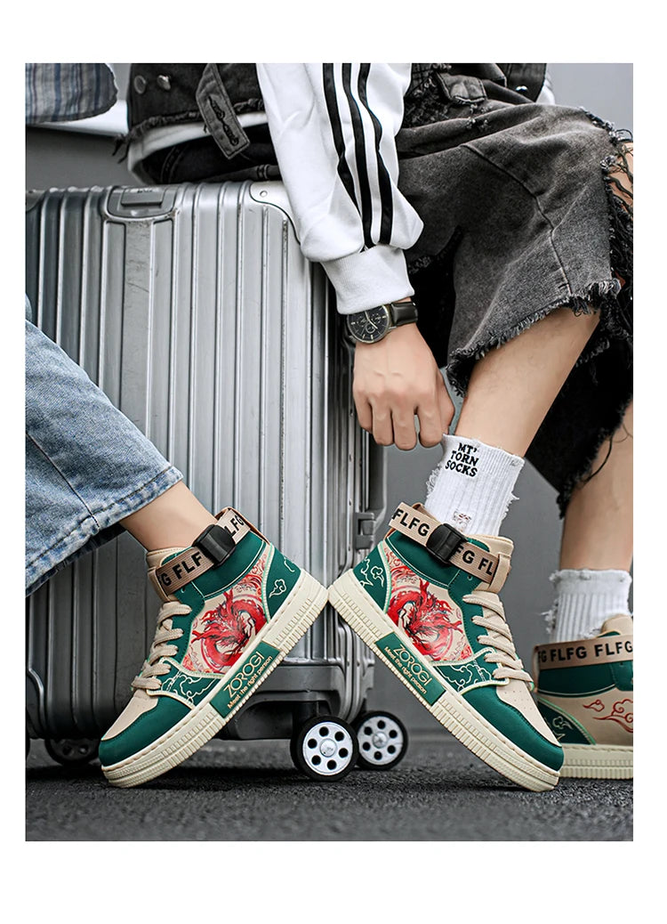 High-end Men's Sneakers with Fashionable Printed Patterns