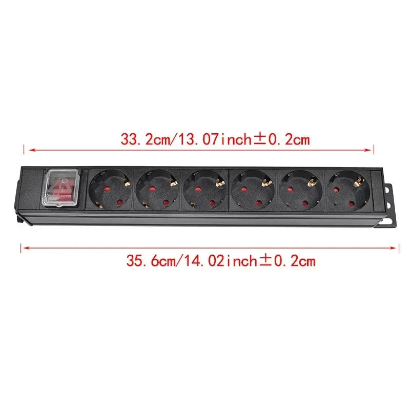 Ổ Cắm PDU Nhôm Tủ Điện 2-10 Ổ Chuẩn Đức Có Công Tắc - Daisan Mart