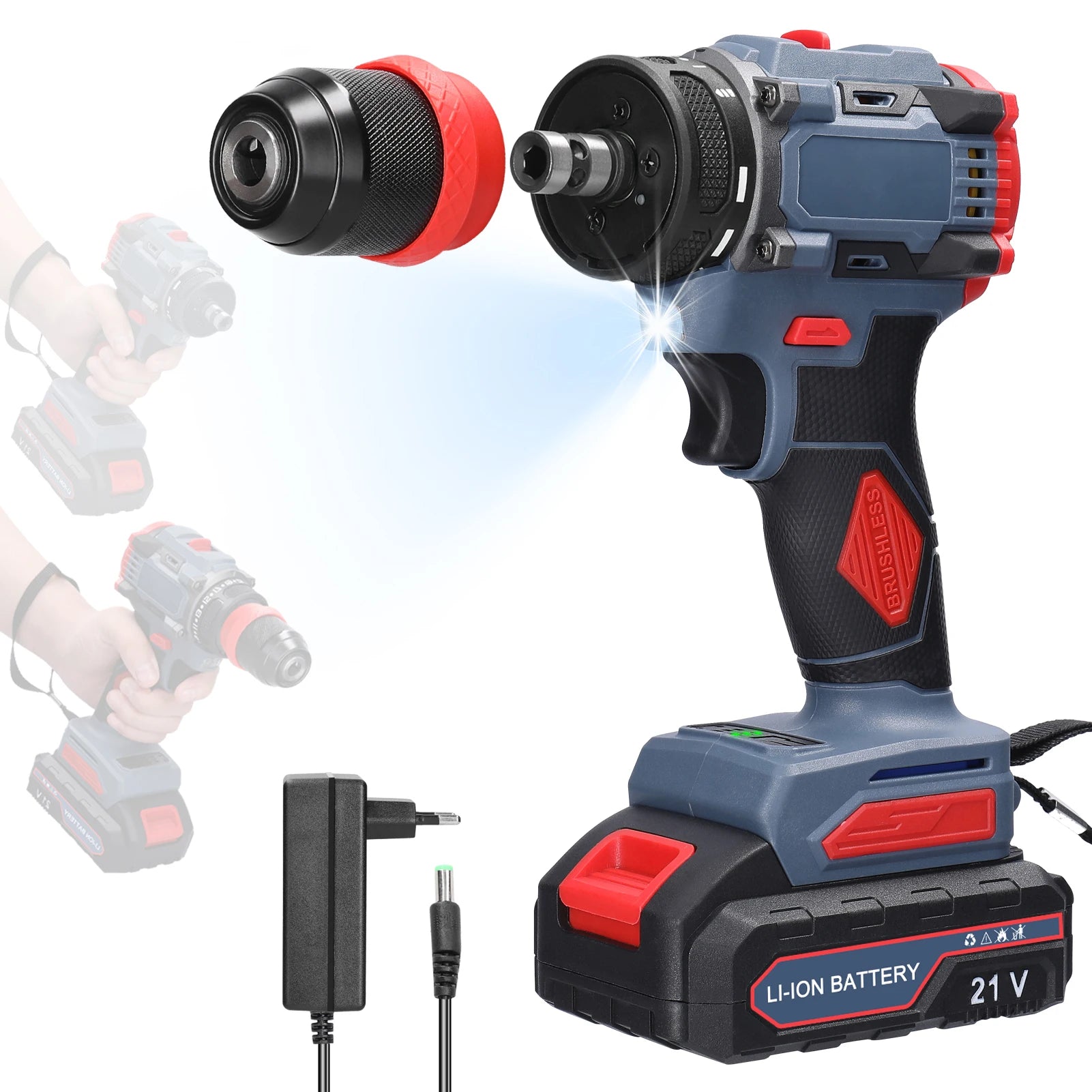 21V 2in1 Electric Drill Rechargeable Screwdriver 55Nm Torque Brushless Screwdriver Practical Screw Driver Repairing Power Tool