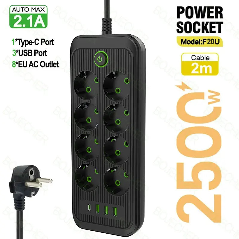 Ổ Cắm Điện Đa Năng 2M, USB, Chống Sét, Lọc Nhiễu