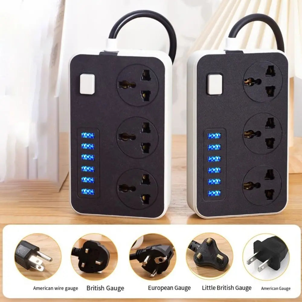 Ổ Cắm Đa Năng 3 Lỗ 6 USB Bảo Vệ 2m Chống Sét
