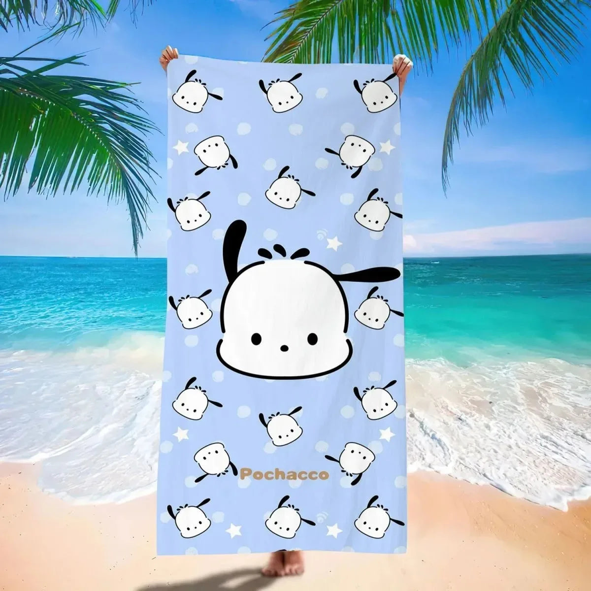 Cute Sanrio Themed Beach Towels: Pochacco, Hello Kitty, My Melody, Kuromi! Sand Proof Super Absorbent Quick Drying Towel