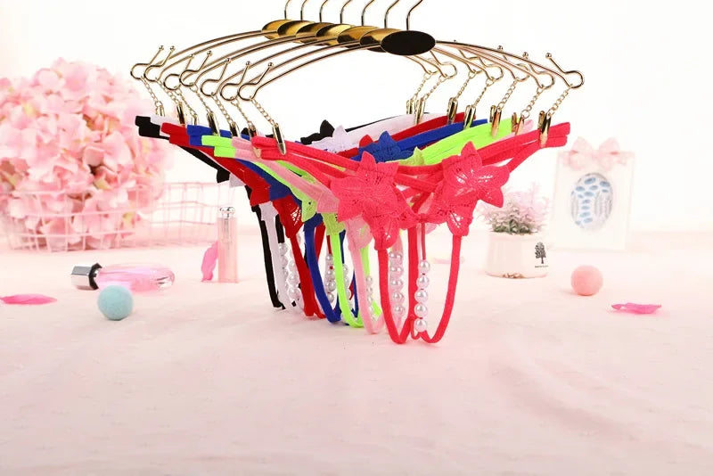 Women's Panties Sexy Lingerie Pearl Thongs Crotch Opening G-strings Temptation Women Underwear Erotic Female Underpants