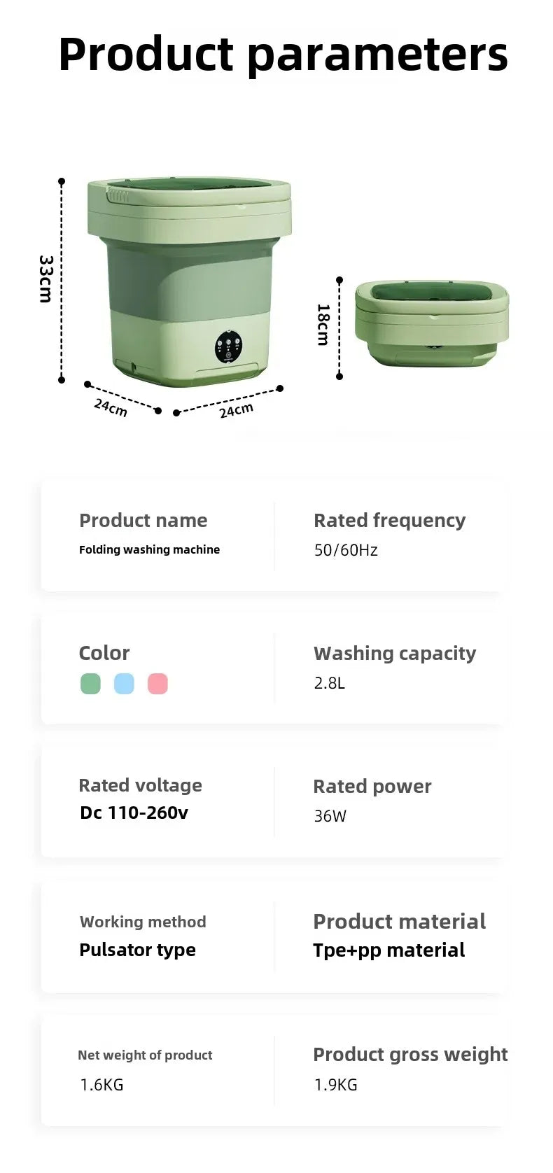14L Multi-Function Folding Washing Machine - Convenient for Small Items