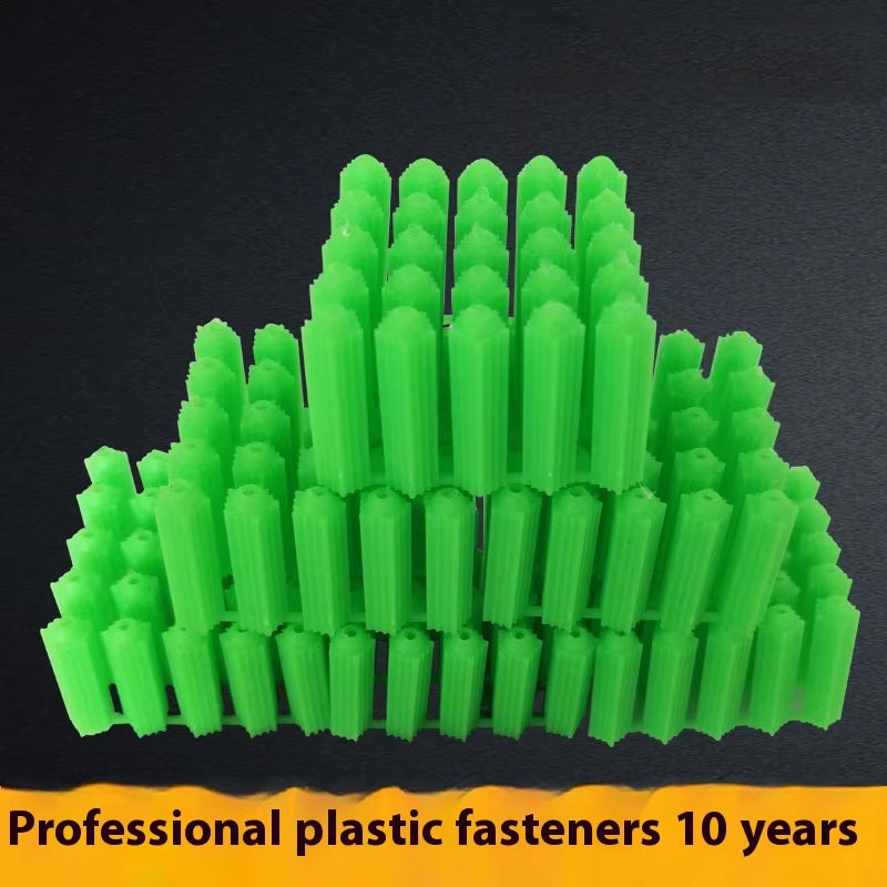 Green plastic expansion bolt factory direct sale, customized sample, bulk sale, free shipping! 