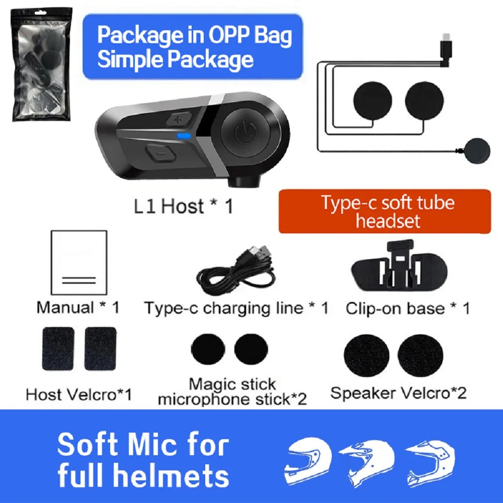 Wireless Bluetooth 5.3 Headset for Motorcycle Helmet