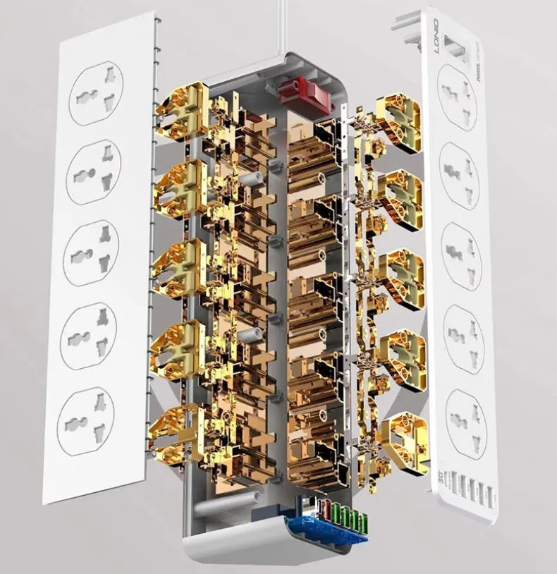 Ổ Cắm Đa Năng 10 Lỗ 4 USB 1 Cổng Sạc Nhanh Type C