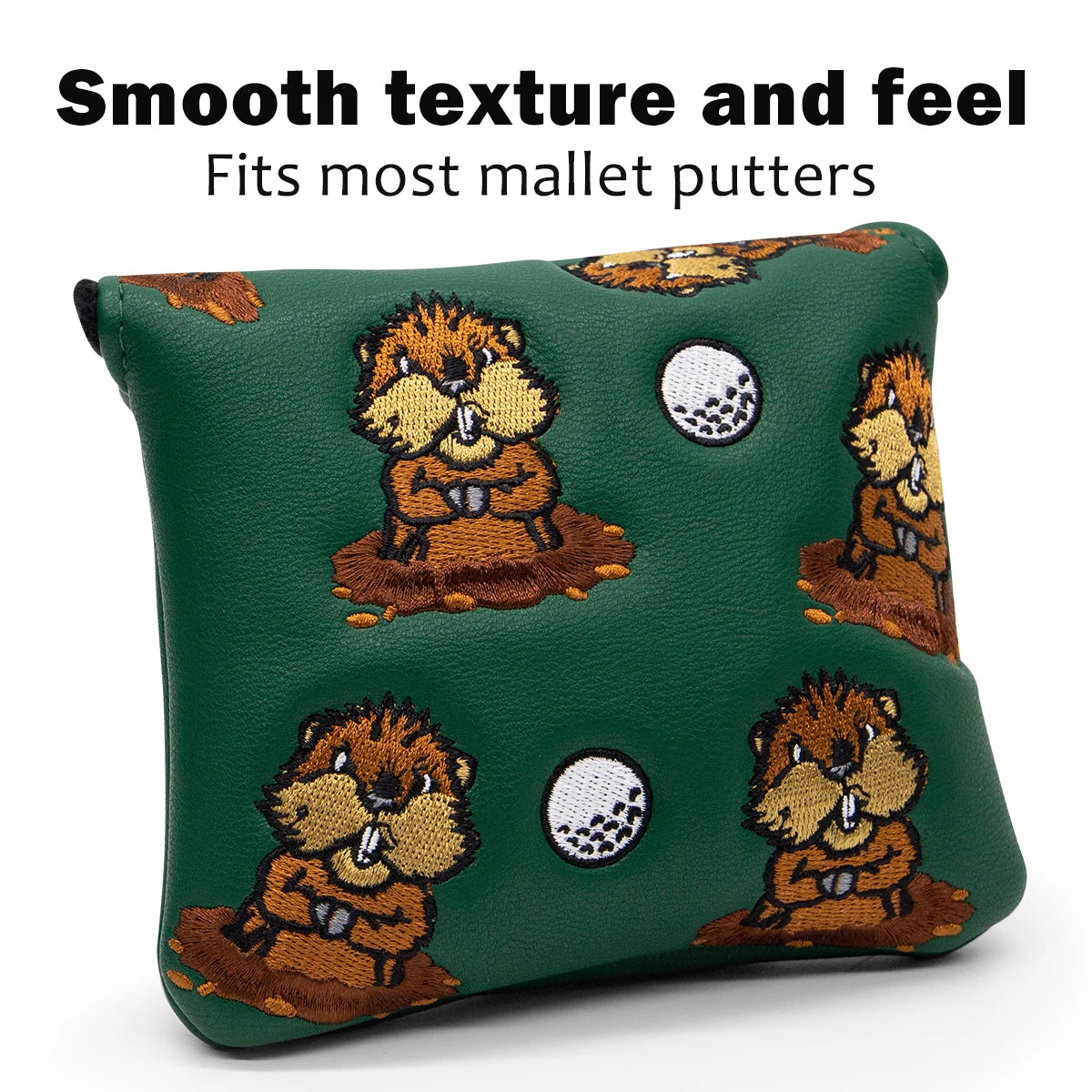 Groundhog Premium Embroidered Green Leather Golf Club Cover