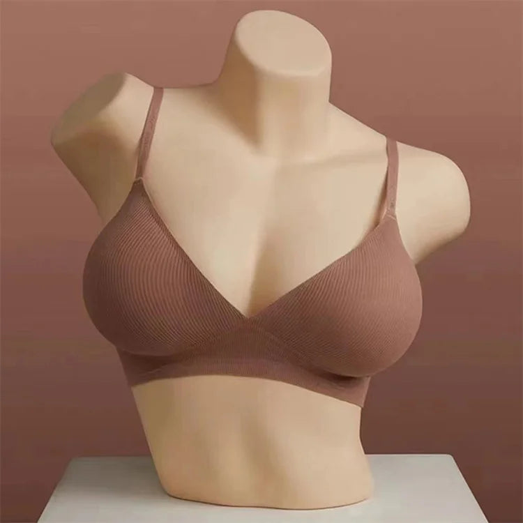 Sexy women's bra without underwire, deep V neck, personality straps