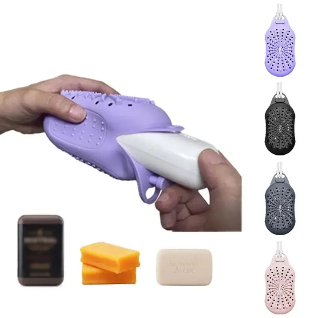 Dual-Sided Silicone Bar Soap Scrubber Exfoliating Soap Holder Pouch With Gentle Deep-Clean Quick-Dry Soap Saver For Shower
