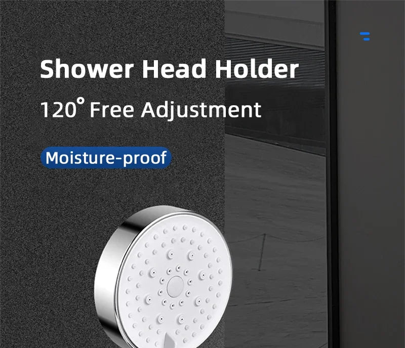 Universal Shower Head Holder No Drill Showerhead Bracket Adjustable Wall Mounted Holder for Bathroom Accessories Stable Rotation