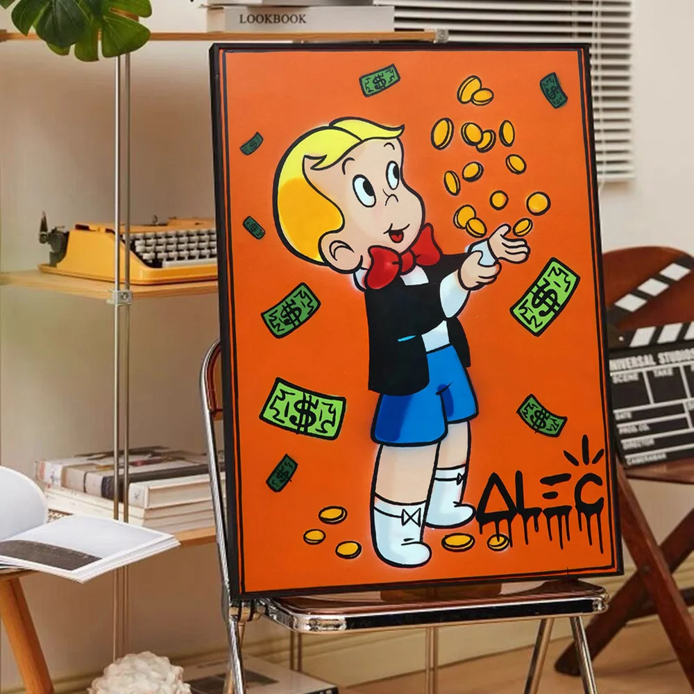Alec Monopoly Graffiti Art Money Good Quality Prints and Posters Waterproof Paper Sticker Coffee House Bar Posters Wall Stickers