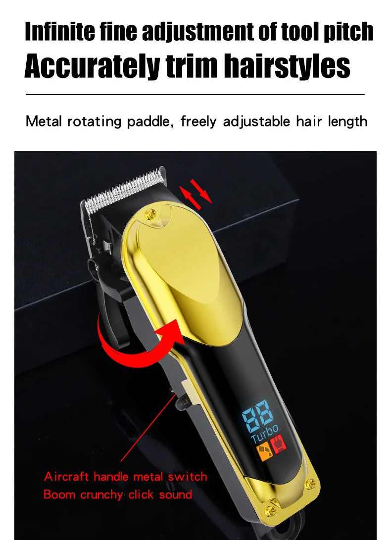 Bộ Tông Đơ Cắt Tóc Nam Chuyên Nghiệp LCD Sạc USB