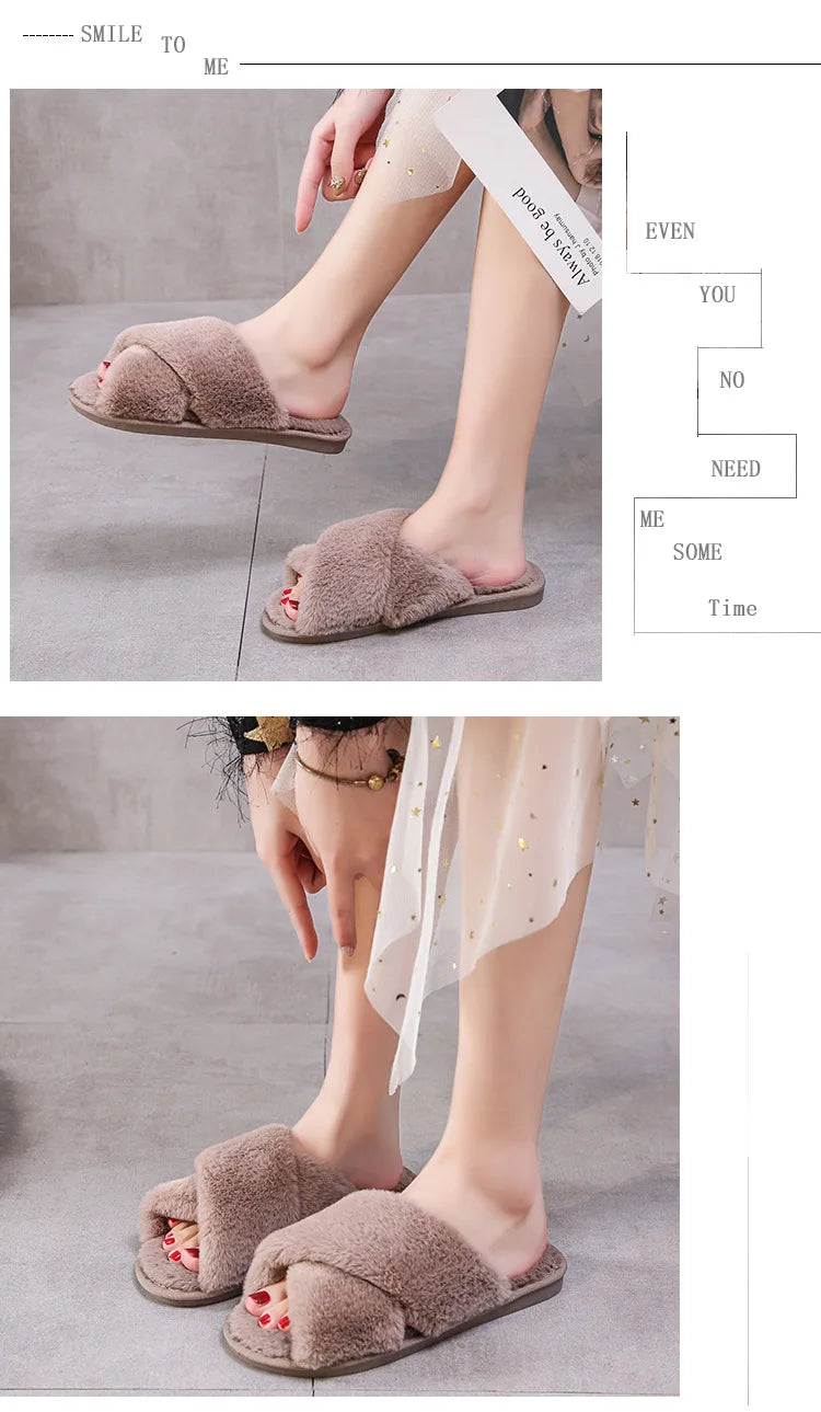 Warm Furry Slippers - Women &amp; Men, Indoor Wear 20024