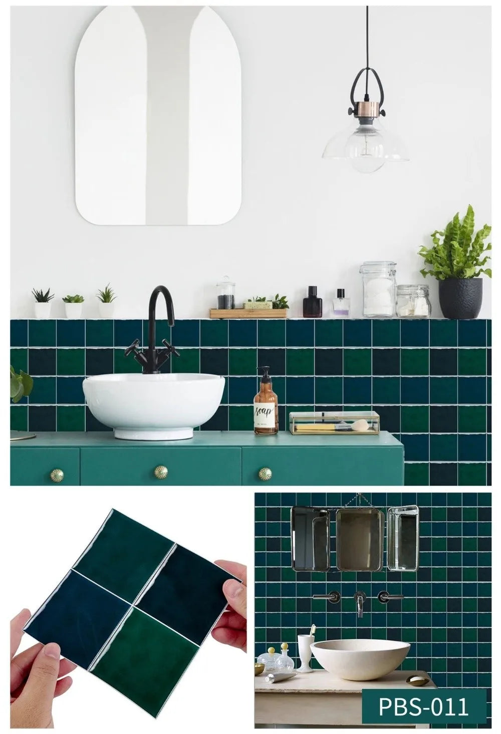 10Pcs European Square Kitchen Wallpaper Solid Color Self-adhesive Wall Stickers Oil-proof Waterproof Thickened Tile Stickers