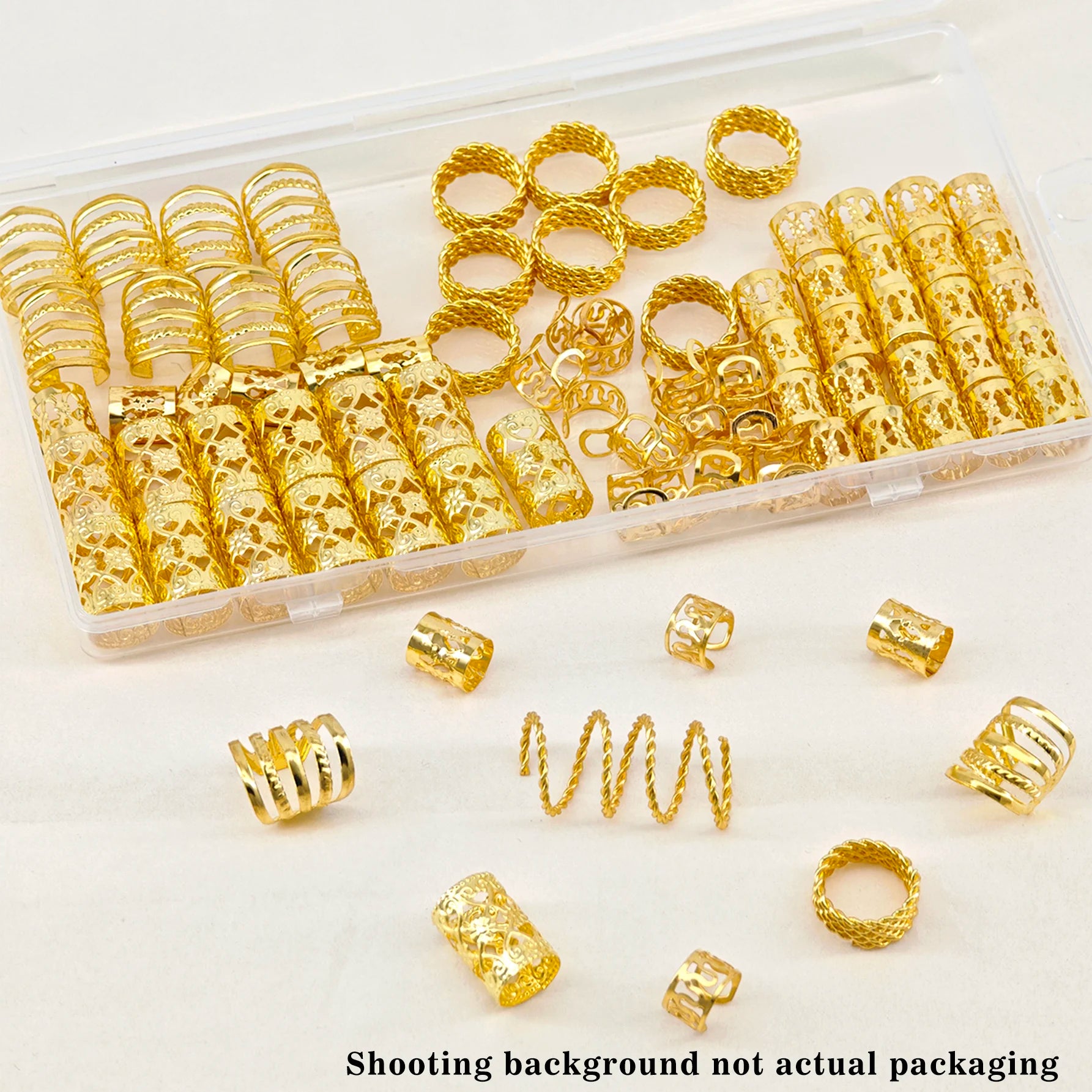 110 Piece Golden Hair Jewelry Set for Tet &amp; Dreadlocks