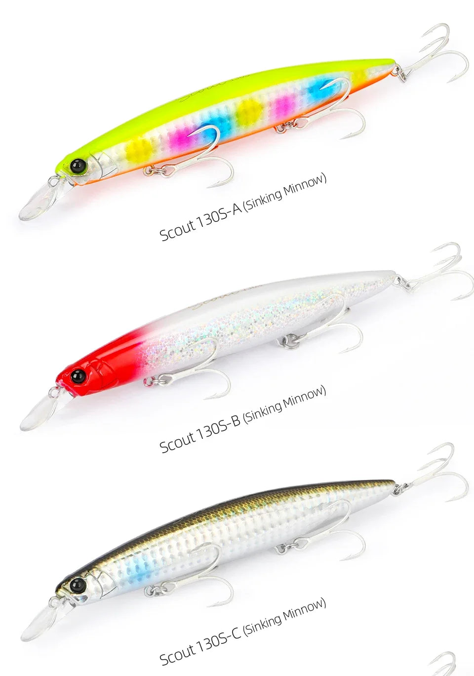 TSURINOYA 130S Sinking Minnow Fishing Lure SCOUT 130mm 24g Long Casting Seabass Flounder Artificial Large Sea Fishing Hard Baits