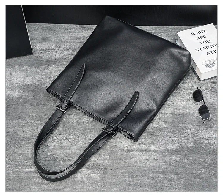 Korean Japanese Style Men's Leather Laptop Bag