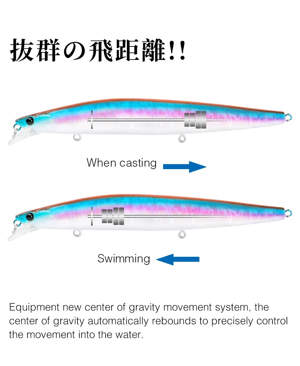 TSURINOYA Stinger 140S Fishing Lure Sinking Minnow DW92 140mm 26g Saltwater Seabass Ultra Long Casting Large Hard Baits Jerkbait