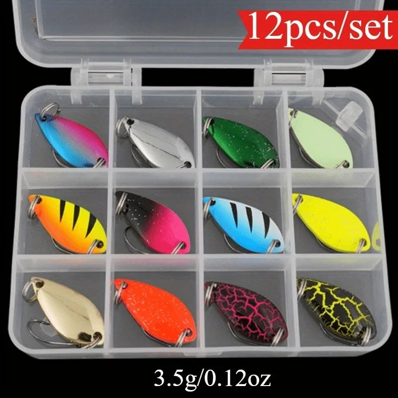 Bộ 12 Mồi Câu Cá Lưỡi Lắc Kim Loại Spinner Jig