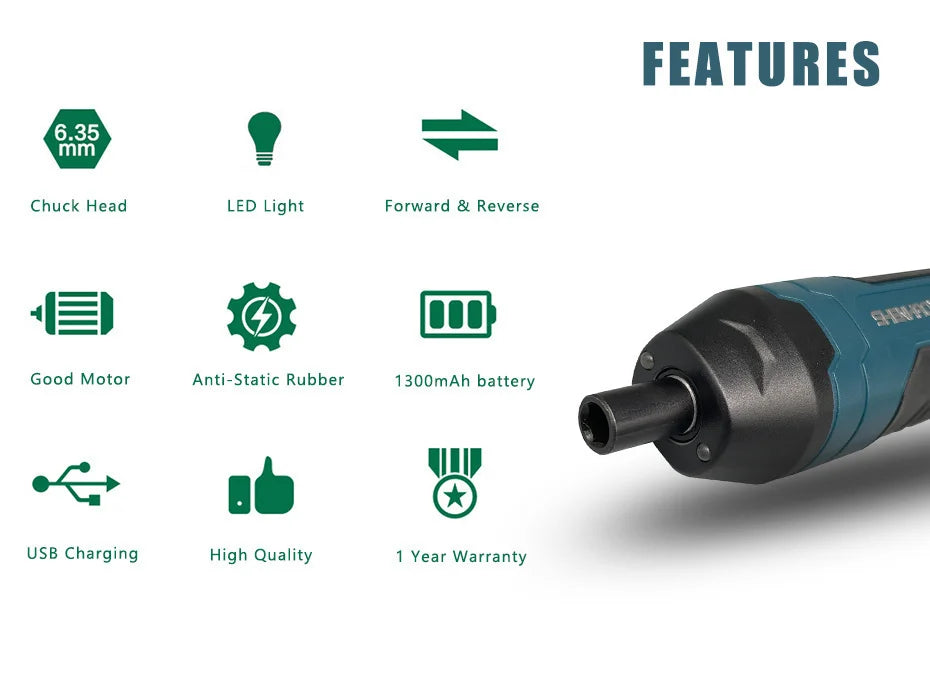 Cordless Electric Screwdriver Rechargeable 1300mah Lithium Battery Mini Drill 3.6V Power Tools Set Household Maintenance Repair