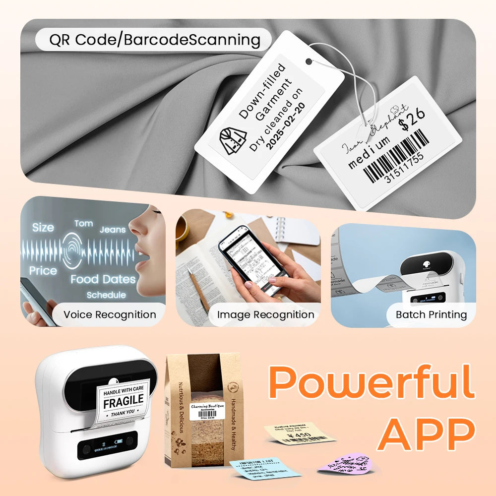 Phomemo M220 Label Printer 75mm Thermal Label Maker for Barcode Address Labeling Mailing File Folder Labels for Phone & PC - Daisan Mart