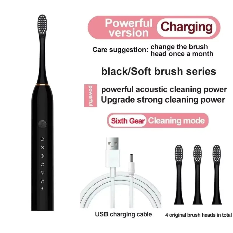 Six-Speed ​​Automatic Electric Toothbrush Adult &amp; Children's Universal Soft Bristle Charging Smart Toothbrush for All Ages