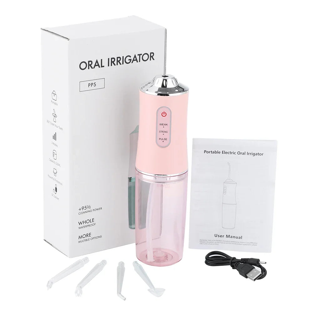 Máy Tăm Nước Cầm Tay 4 Đầu Sạc USB Chống Nước