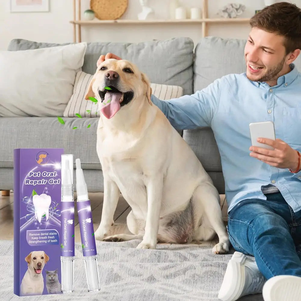Pet Oral Repair Gel Dog Cat Teeth Cleaning Pen Natural Dog Toothpaste Gel Pet Breath Freshener Eliminate Bad Breath Oral Care - Daisan Mart