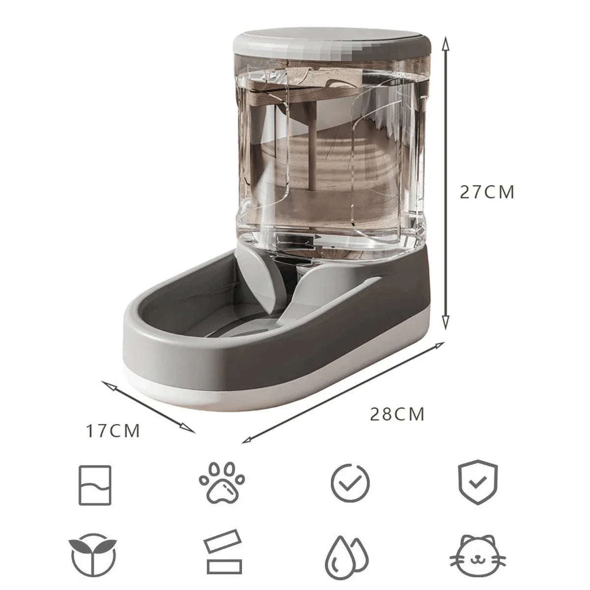 3.8L Large Capacity Pet Feeder Water Modern Design Dispenser Food Grade PP Material Anti Slip Bottom Design for Dog Cat Feeding - Daisan Mart