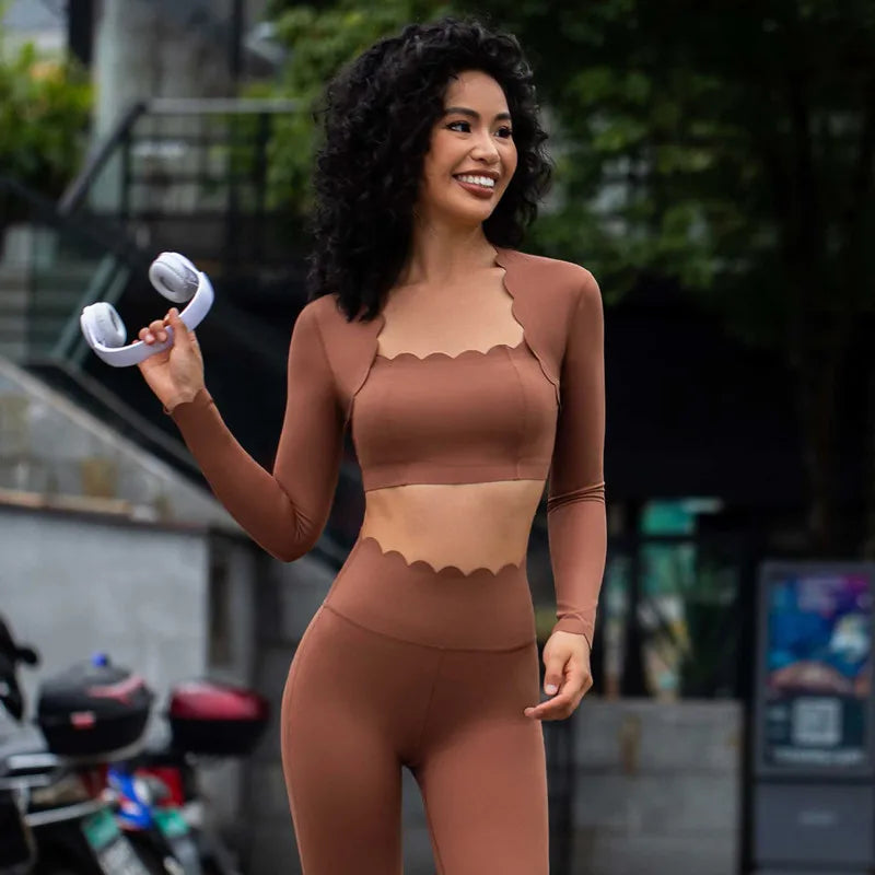 Áo Thể Thao Nữ Ôm Dáng Cổ Vuông Dài Tay Sexy Gym - Daisan Mart