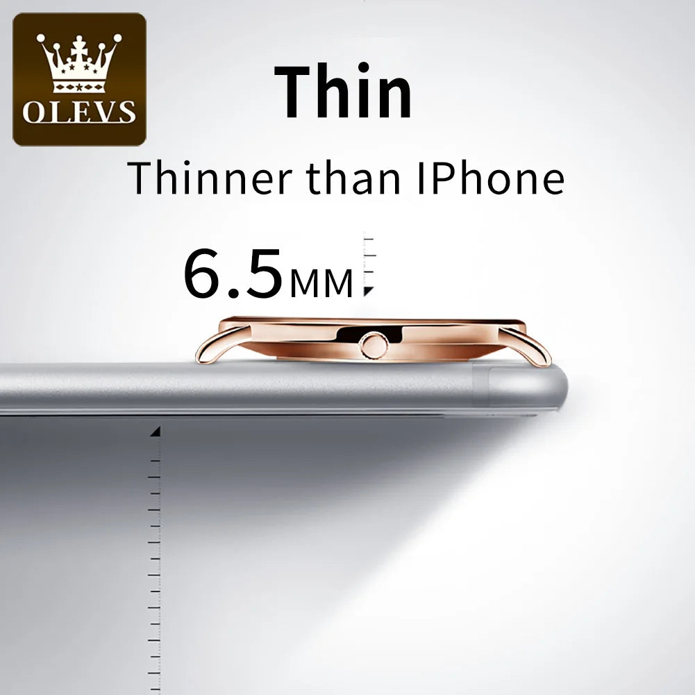 Đồng hồ nam OLEVS siêu mỏng 6.5mm dây da thời trang