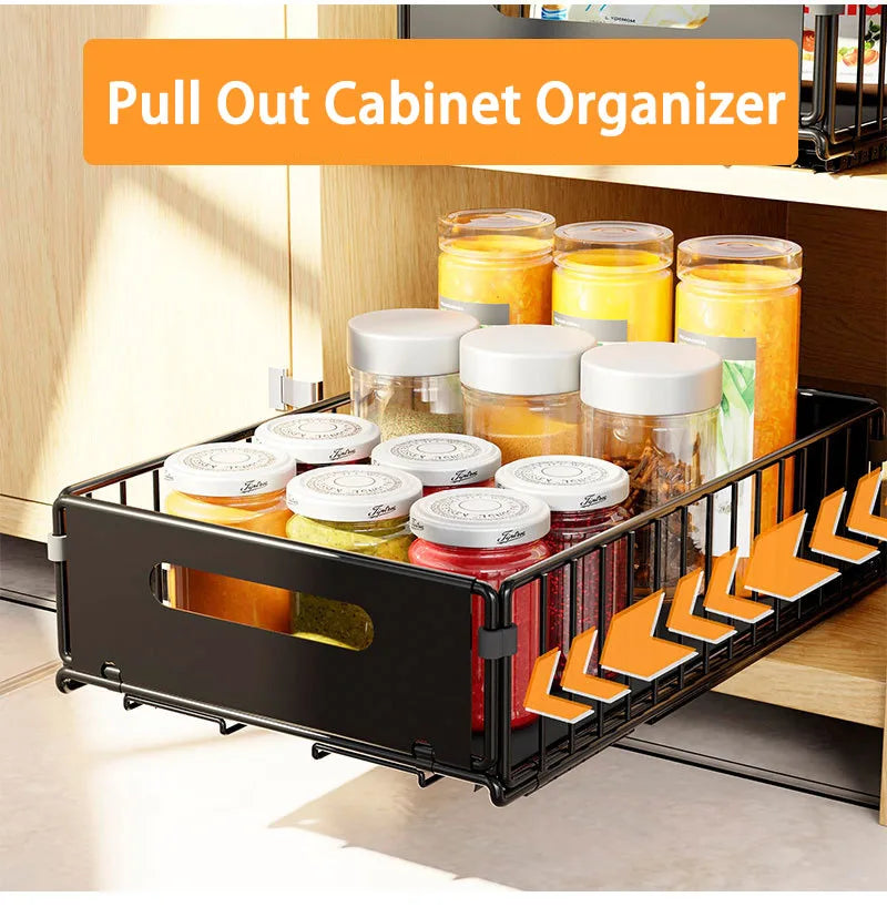 Multi-purpose Pull-Out Rack for Kitchen Cabinets - Spice Storage