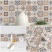 Bohemian Style Ceramic Tile Wall Sticker Bathroom Kitchen BackSplash Waistline Skirting Strip Decor Peel &amp; Stick Art Wall Decals