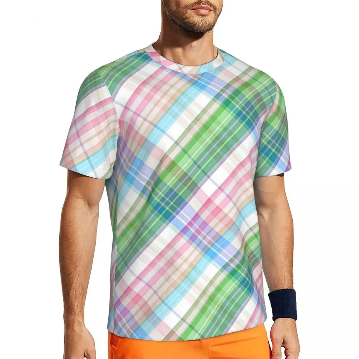 Stylish Mondrian Striped Men's Gym T-Shirt