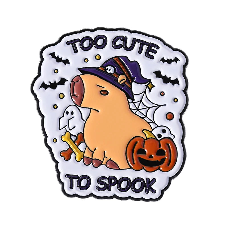 Halloween Pumpkin Animal Enamel Pins Ghost Capybara Grim Reaper Duck Spooky Season Brooches Lapel Badge Jewelry Gift for Friends