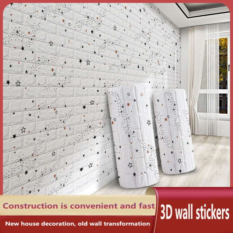 10M stickers Self-Adhesive Panels 3D Soft Crash Foam Wallpaper Imitation Brick Wall Stickers Home Living Room Kid Bedroom Decor